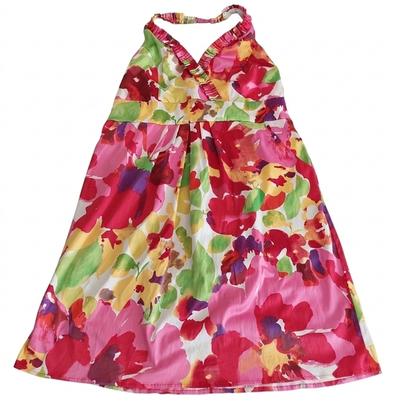 Blu Sage Floral Halter Mini Dress with Pockets Size 18W - Picture 2 of 9